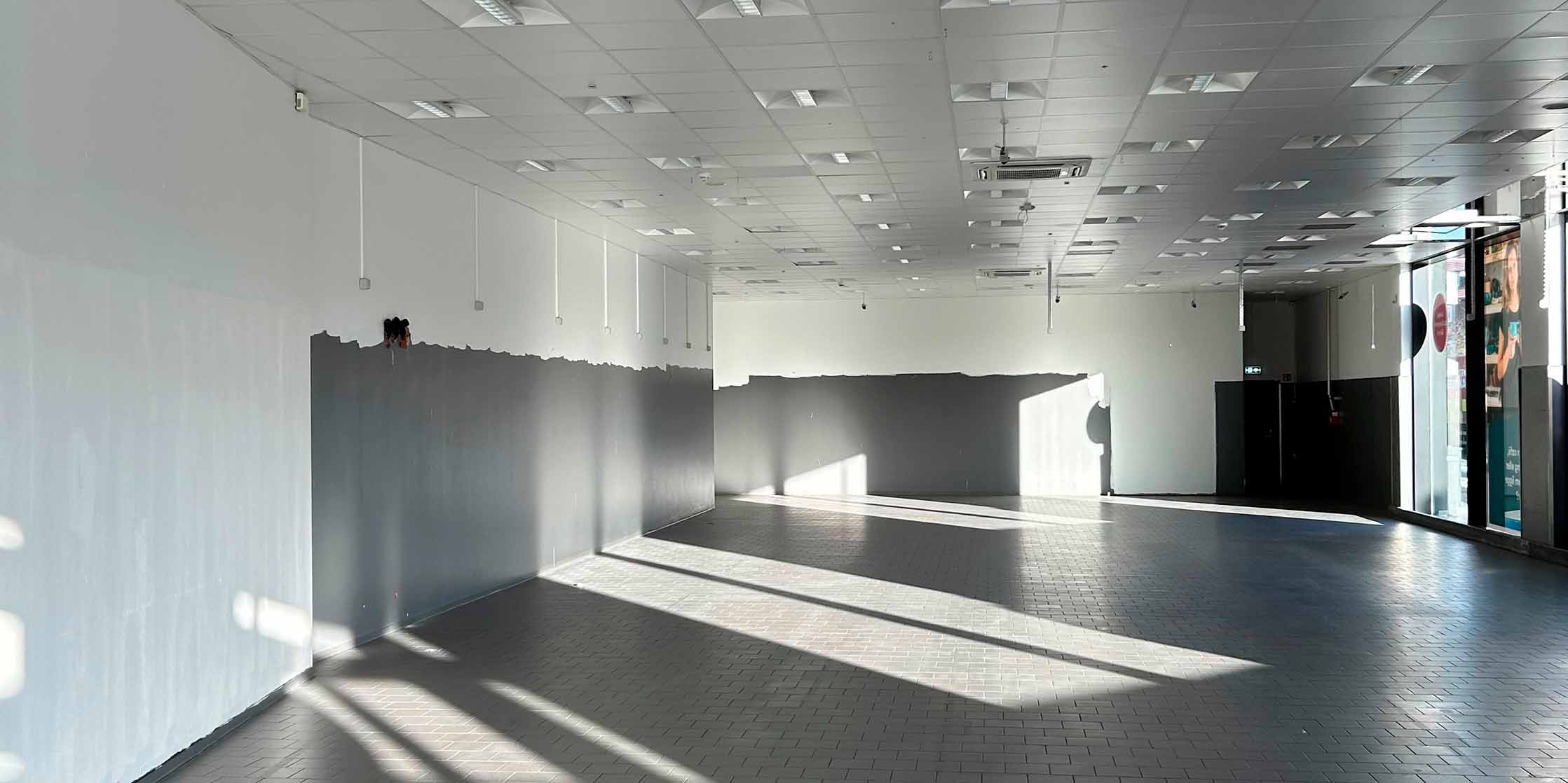 Ledigt butikslejemål i Mikado House. Butikken set indefra