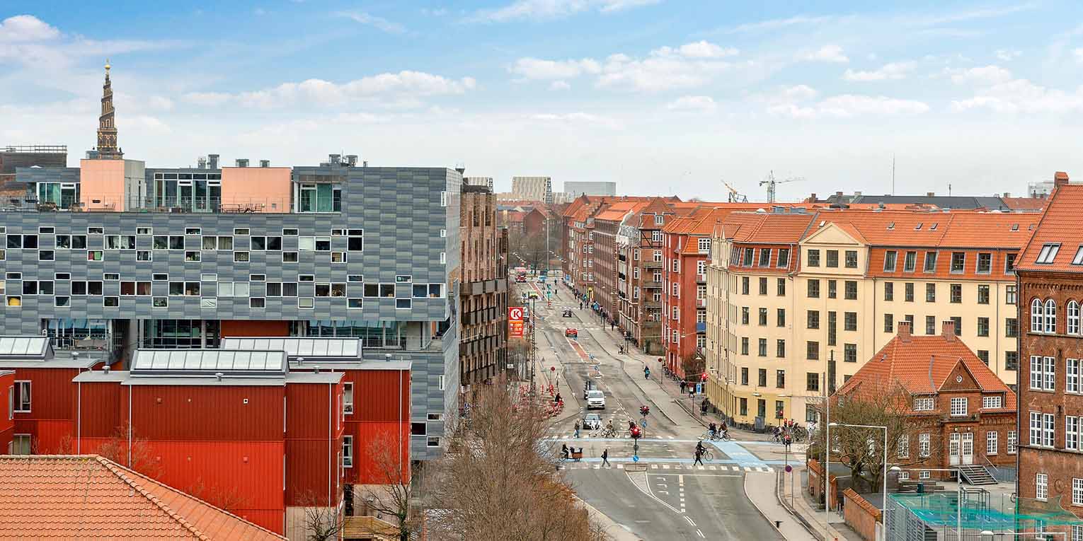 Smuk udsigt over København fra lejemål i Mikado House